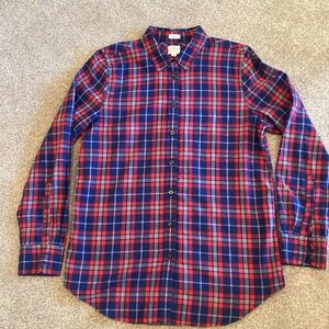 J. Crew Factory Red and Navy Plaid Button-Down Shirt